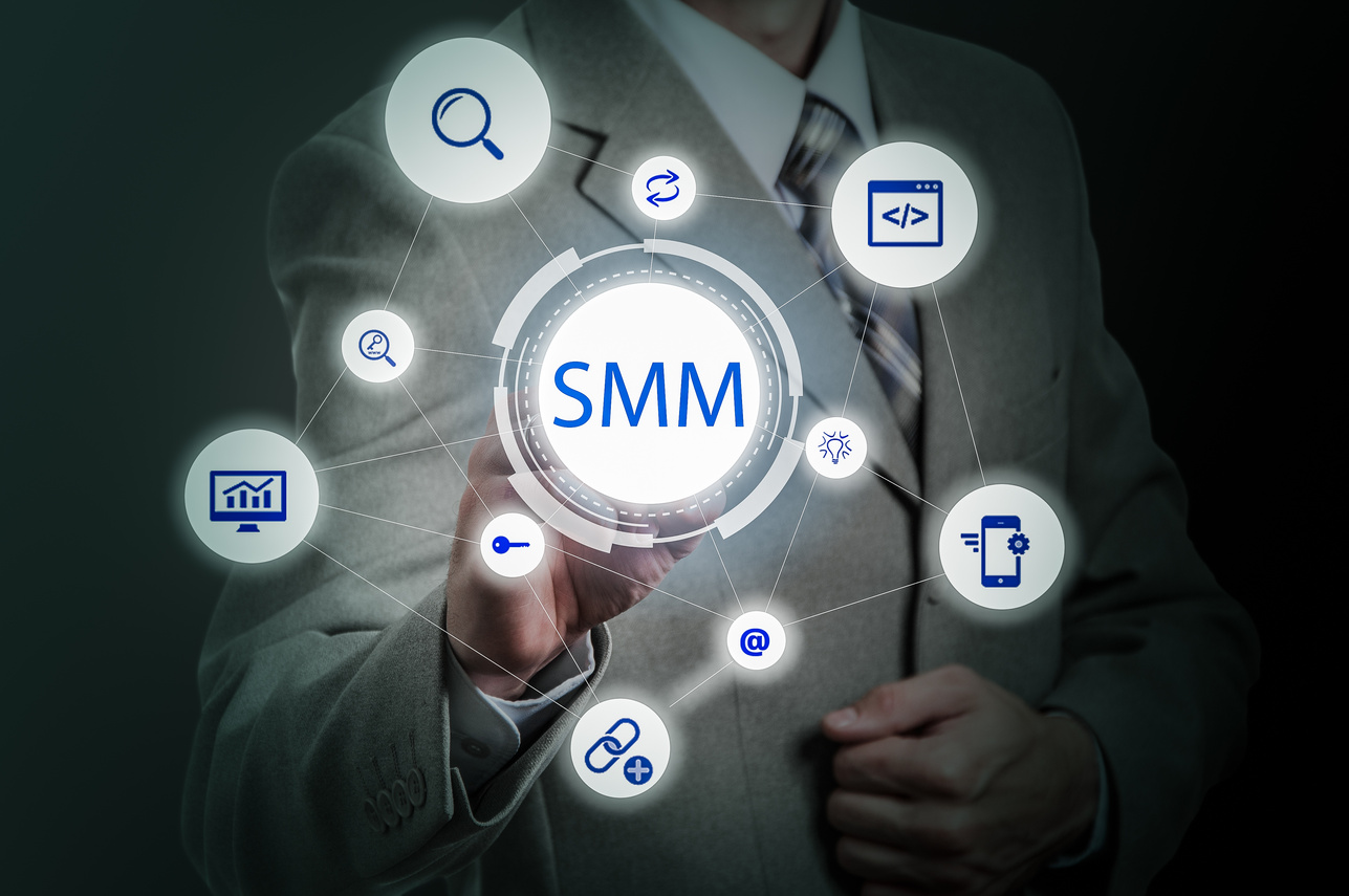 SMM Social Media Marketing Advertising Online Business Concept